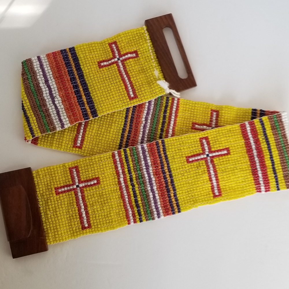 Beaded Cross Elastic Belt